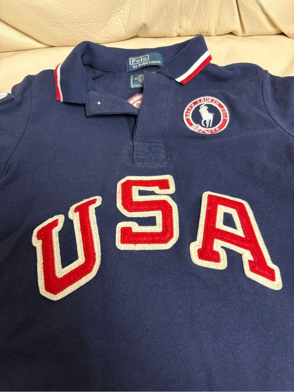 POLO RALPH LAUREN sz 3T 2012 Olympics USA Navy Mesh Polo Shirt Short Sleeve - Picture 2 of 10